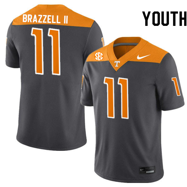 Youth #11 Chris Brazzell II Tennessee Volunteers College Football Jerseys Stitched-Anthracite